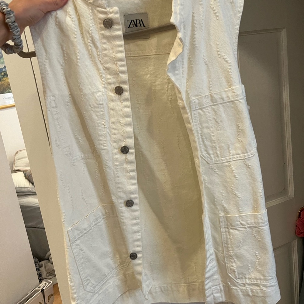 Zara Cream Denim Utility Vest